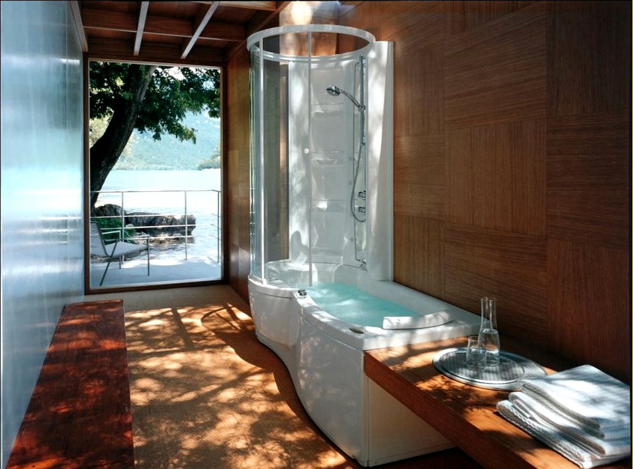 combo bathtub and round shower